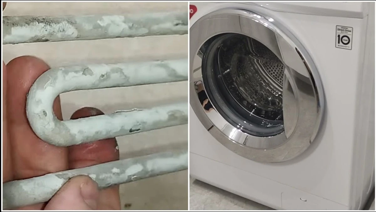 Odkapaná vrstva vodního kamene z pračky: Náhodný návštěvník mi ušetřil 2000 Kč na opravě – bez chemie